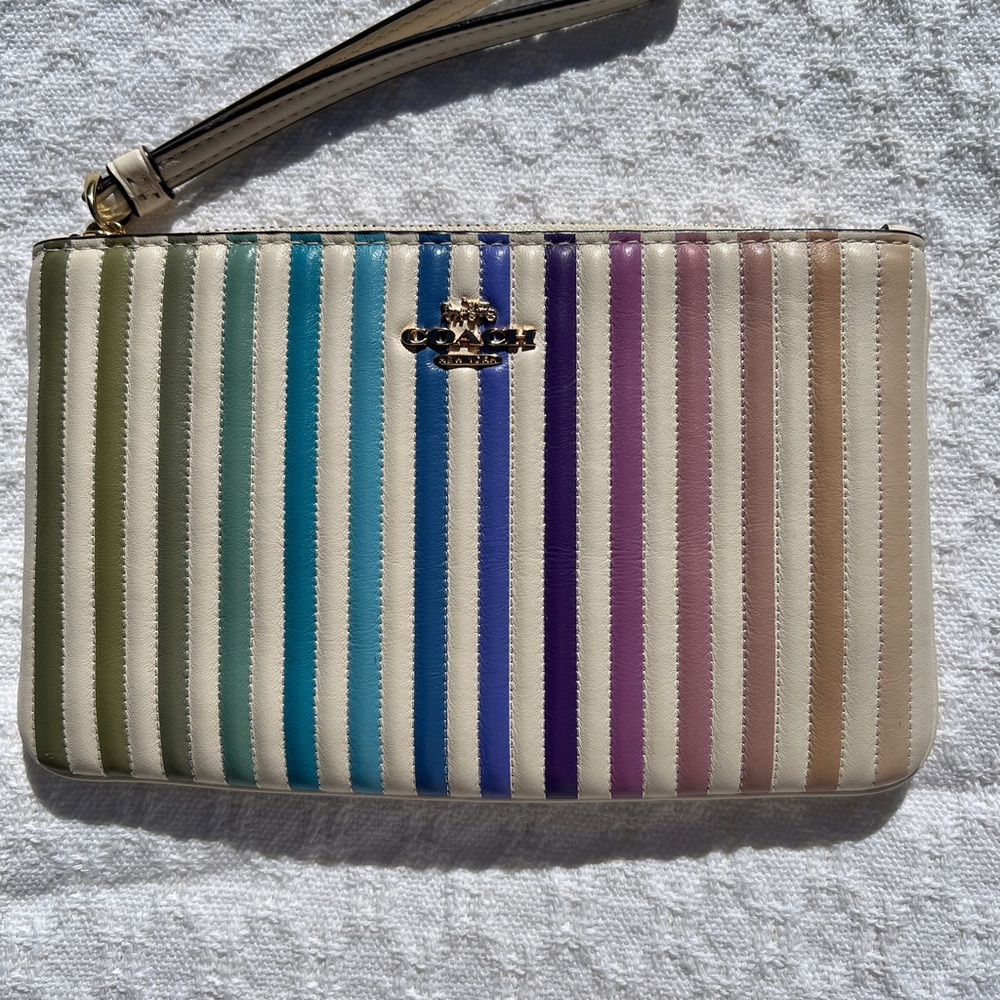 Coach Pastel Striped Wristlet